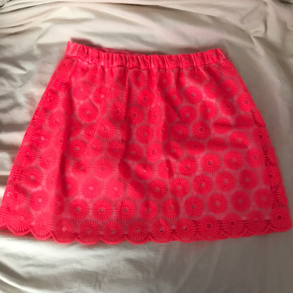 Lilly Pulitzer Neon Pink Scalloped Skirt Size M